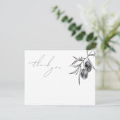 Carte De Remerciements Elégante aquarelle Branche d'olive (Debout devant)