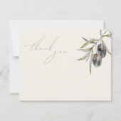 Carte De Remerciements Elégante aquarelle Branche d'olive (Devant)