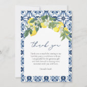 Carte De Remerciements Elégante aquarelle Citron Positano (Devant)