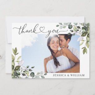 Carte De Remerciements Elégante aquarelle Eucalyptus Green PHOTO