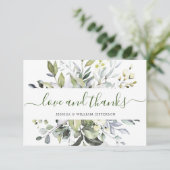 Carte De Remerciements Elégante aquarelle Eucalyptus Vert (Debout devant)