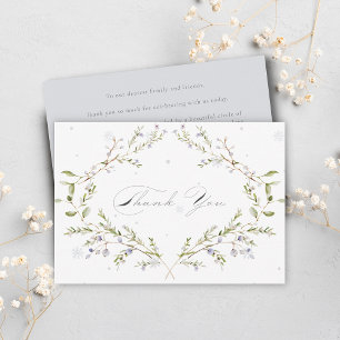 Carte De Remerciements Elégante aquarelle Fleur sauvage d'hiver Mariage