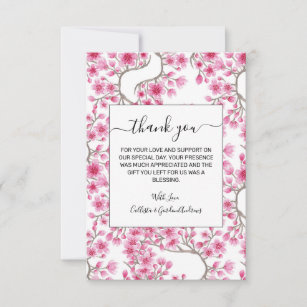 Carte De Remerciements Elégante aquarelle fleurie de cerisiers roses