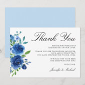 Carte De Remerciements Elégante aquarelle fleurs bleues (Devant / Derrière)