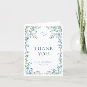 Carte De Remerciements Elégante aquarelle Fleurs sauvages Mariage botaniq