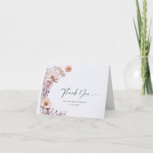 Carte De Remerciements Elégante aquarelle Fleurs sauvages Mariage botaniq