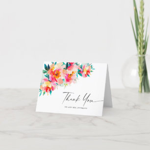 Carte De Remerciements Elégante aquarelle Fleurs sauvages Mariage botaniq