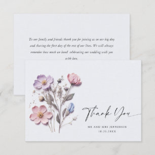 Carte De Remerciements Elégante aquarelle Fleurs sauvages Mariage floral