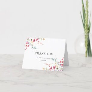 Carte De Remerciements Elégante aquarelle Fleurs sauvages Mariage floral