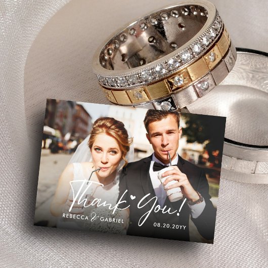 Carte De Remerciements Elégante aquarelle Floral Mariage Photo