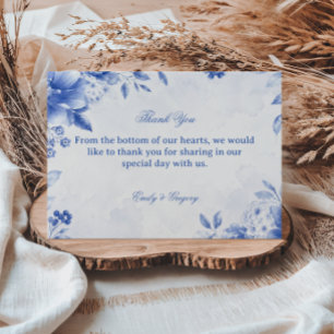 Carte De Remerciements Élégante Aquarelle Florale Bleue