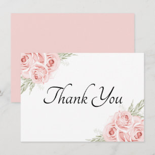 Carte De Remerciements Elégante aquarelle florale Jardin rose RoseMerc