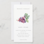 Carte De Remerciements Elégante aquarelle Grape Foliage Mariage Invitatio (Devant)
