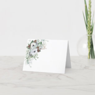 Carte De Remerciements Elégante aquarelle hiver Anémones fleurs nuptiale