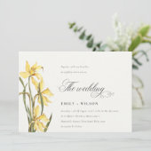 Carte De Remerciements Elégante aquarelle Jaune Daffodil Mariage Invitati (Debout devant)
