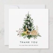 Carte De Remerciements Elégante aquarelle Noël d'entreprise (Devant)