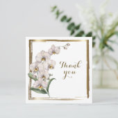 Carte De Remerciements Elégante aquarelle Orchidées Blanches Gold Frame M (Debout devant)