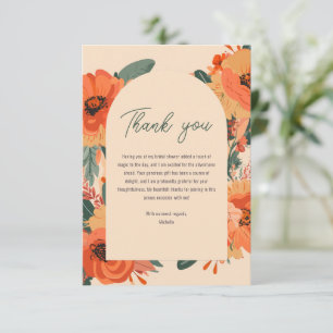 Carte De Remerciements Élégante Baby Shower Florale en Terre Cuite