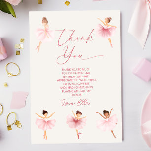 Carte De Remerciements Élégante Ballerina Rose Ballet Anniversaire