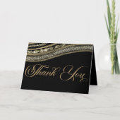 Carte De Remerciements Elégante Black Gold Agate Anniversaire (Devant)