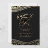 Carte De Remerciements Elégante Black Gold Agate Anniversaire (Devant)