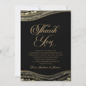 Carte De Remerciements Élégante Black Gold Agate Anniversaire (Devant)