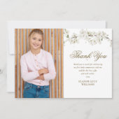 Carte De Remerciements Élégante Blossom Blanc Première Sainte Communion P (Devant)