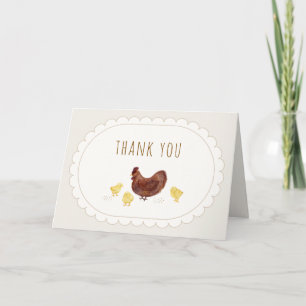 Carte De Remerciements Élégante Bohème Neutre Baby Shower Petit Poulet