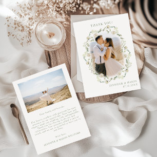 Carte De Remerciements Élégante Bohème verdure Mariage floral Photo