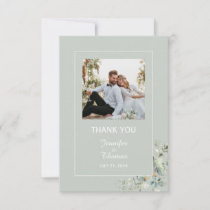 Carte De Remerciements Élégante botanique eucalyptus verdure succulente