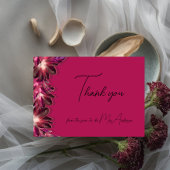 Carte De Remerciements Élégante Bourgogne Florale