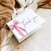 Carte De Remerciements Élégante Bow rose moderne Elle noue le noeud