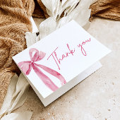 Carte De Remerciements Élégante Bow rose moderne Elle noue le noeud