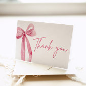 Carte De Remerciements Élégante Bow rose moderne Elle noue le noeud