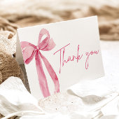 Carte De Remerciements Élégante Bow rose moderne Elle noue le noeud