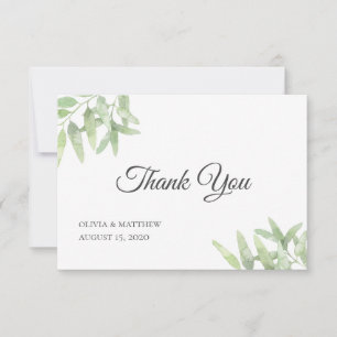 Carte De Remerciements Élégante Branche D'Olivier. Mariage simple botaniq