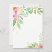 Carte De Remerciements Élégante calligraphie avec des fleurs d'aquarelle (Dos)