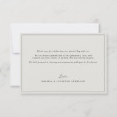 Carte De Remerciements Élégante calligraphie Bordure Photo Mariage gris t (Dos)