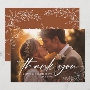 Carte De Remerciements Élégante calligraphie Mariage photo personnalisé