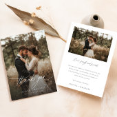 Carte De Remerciements Élégante calligraphie Mariage photo rustique