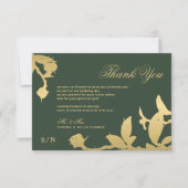 Carte De Remerciements Élégante calligraphie or mariage vert floral (Devant)