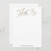 Carte De Remerciements Élégante calligraphie Or sur blanc (Devant / Derrière)