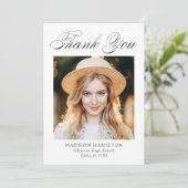 Carte De Remerciements Élégante calligraphie Photo Graduation (Debout devant)
