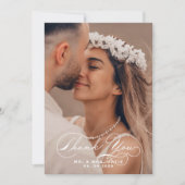 Carte De Remerciements Élégante calligraphie Photo Mariage Couleur d'âge (Devant)