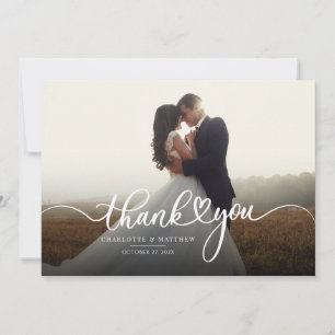 Carte De Remerciements Élégante calligraphie photo script Remerciement de