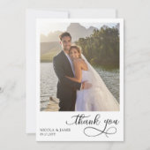 Carte De Remerciements Élégante calligraphie Simple moderne 2 Mariage Pho (Devant)