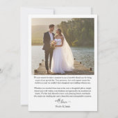 Carte De Remerciements Élégante calligraphie Simple moderne 2 Mariage Pho (Dos)