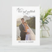 Carte De Remerciements Élégante calligraphie Simple moderne 3 Mariage Pho (Debout devant)