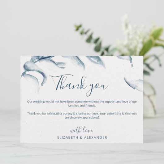 Carte De Remerciements Elégante couleur bleue cascade romantique simple m (Debout devant)