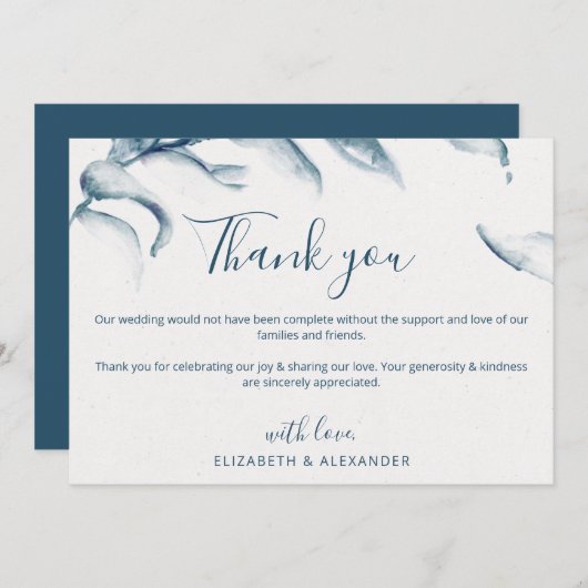 Carte De Remerciements Elégante couleur bleue cascade romantique simple m (Devant / Derrière)